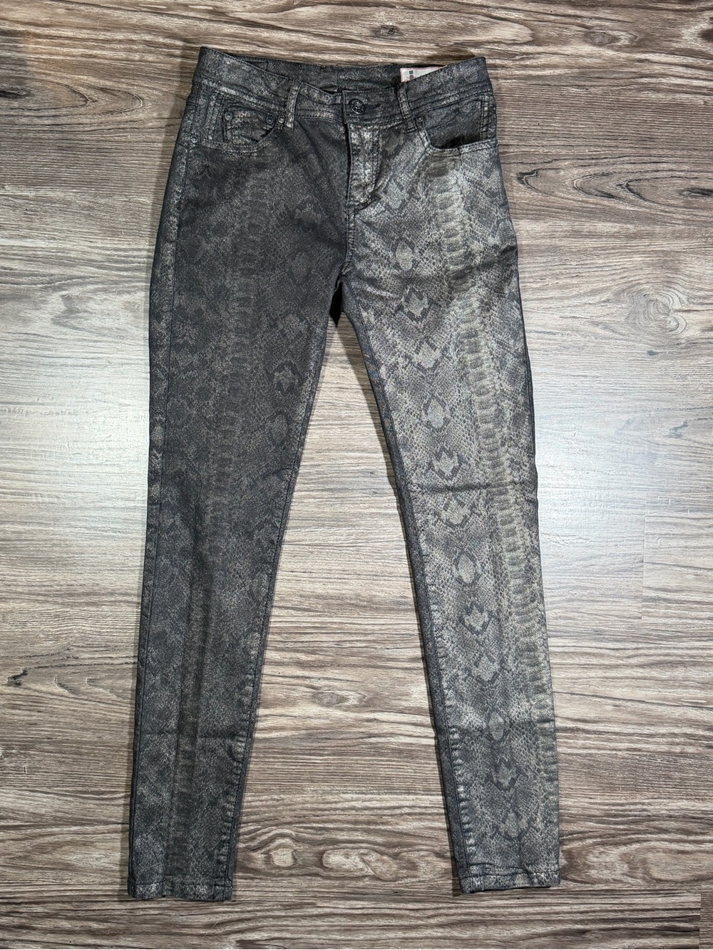 I JEANS BY BUFFALO Metallic Shimmer VIVA Snakeskin Print SKINNY Jeans 27